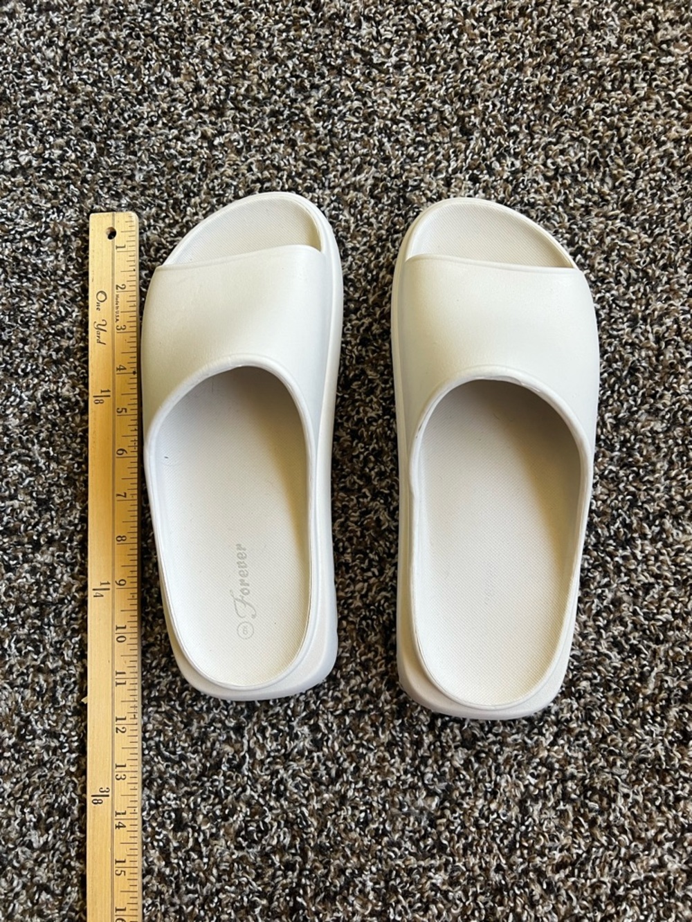 Forever Cream Slide Sandals - Wide Strap Slip-Ons - Picture 1 of 4